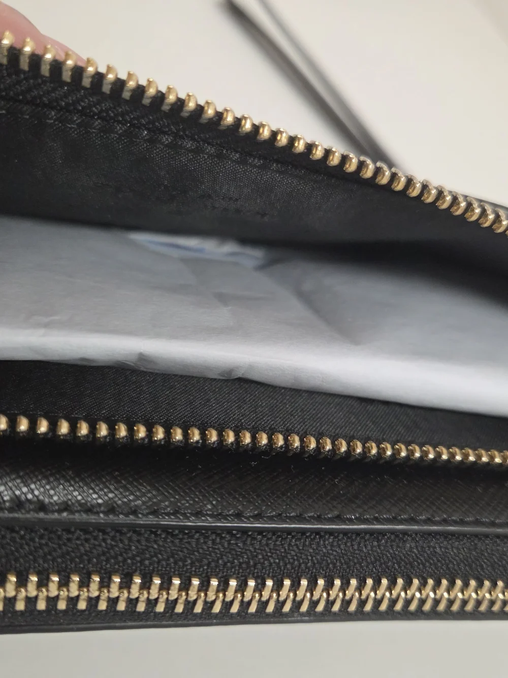 kate spade New York Black Saffiano Wristlet with Gold Logo